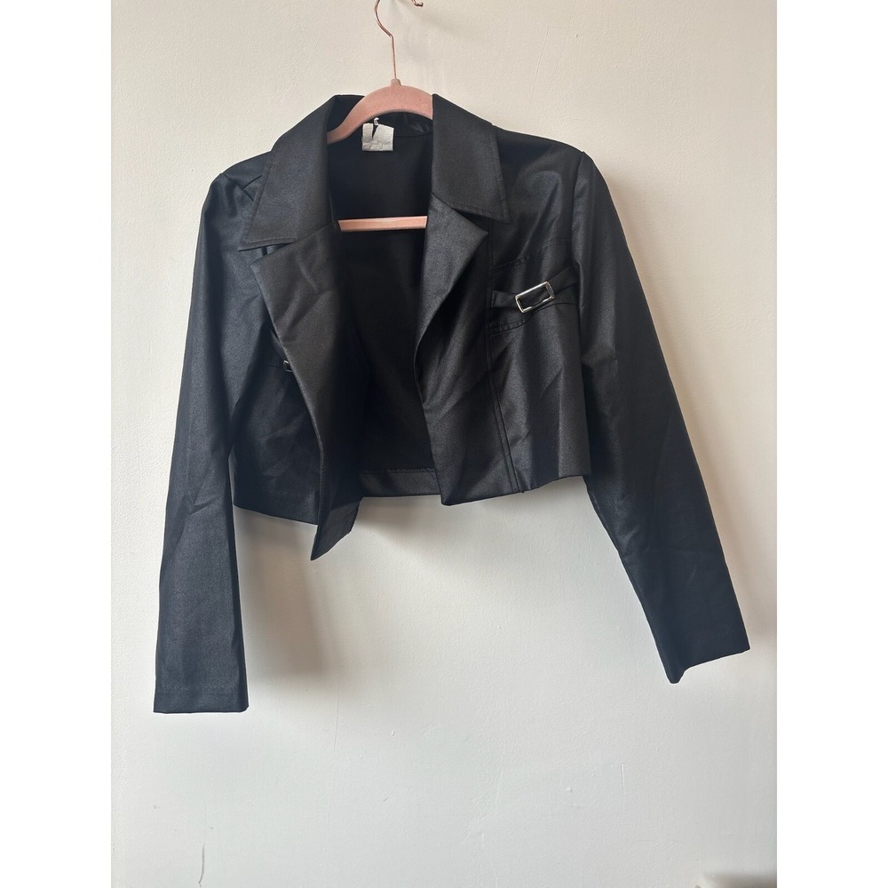 Vintage Y2K Splurge by ISB Satin Crop Black‎ Jacket Opium Goth Emo Medium